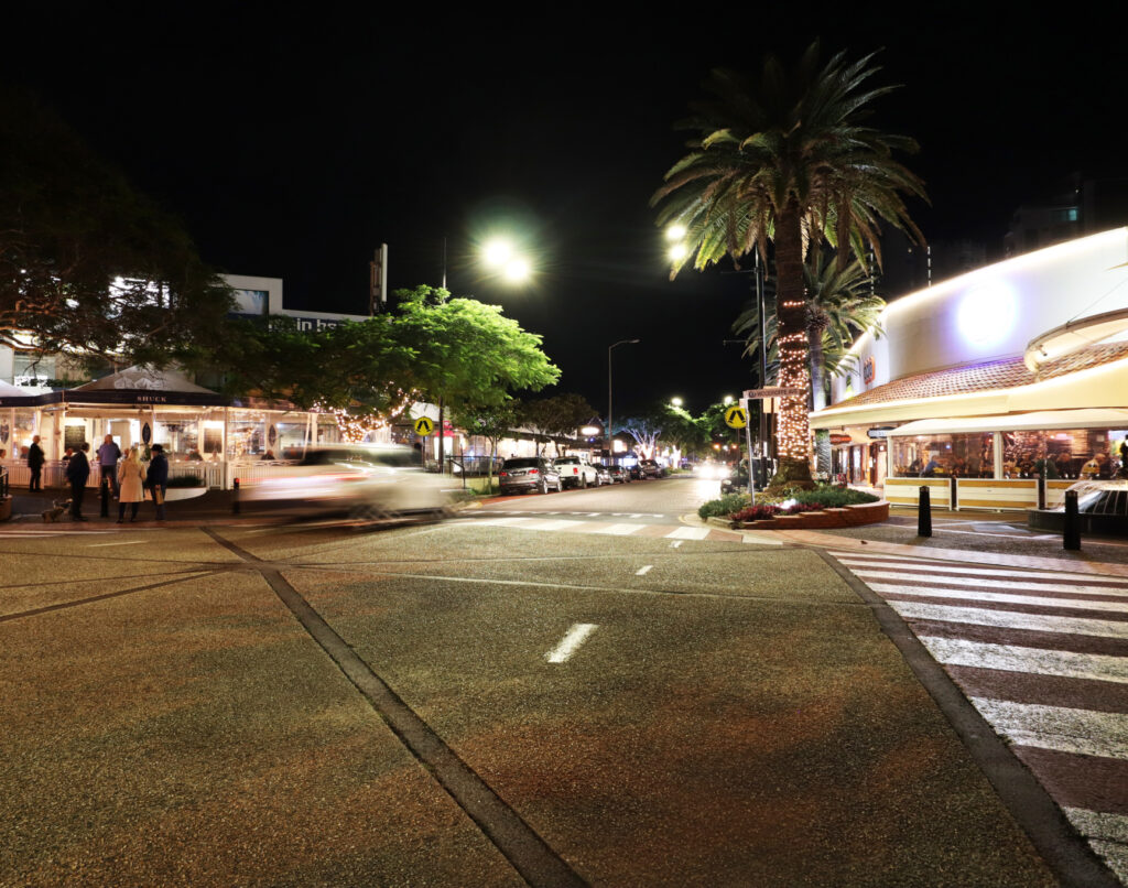 Nighttime image of Tedder Avenue
